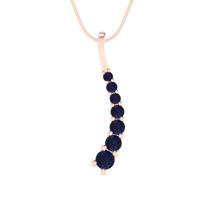 0.465cttw Round Cut Blue Sapphire Gold-Plated 925 Silver Pendant and 18" Box-Chain Necklace