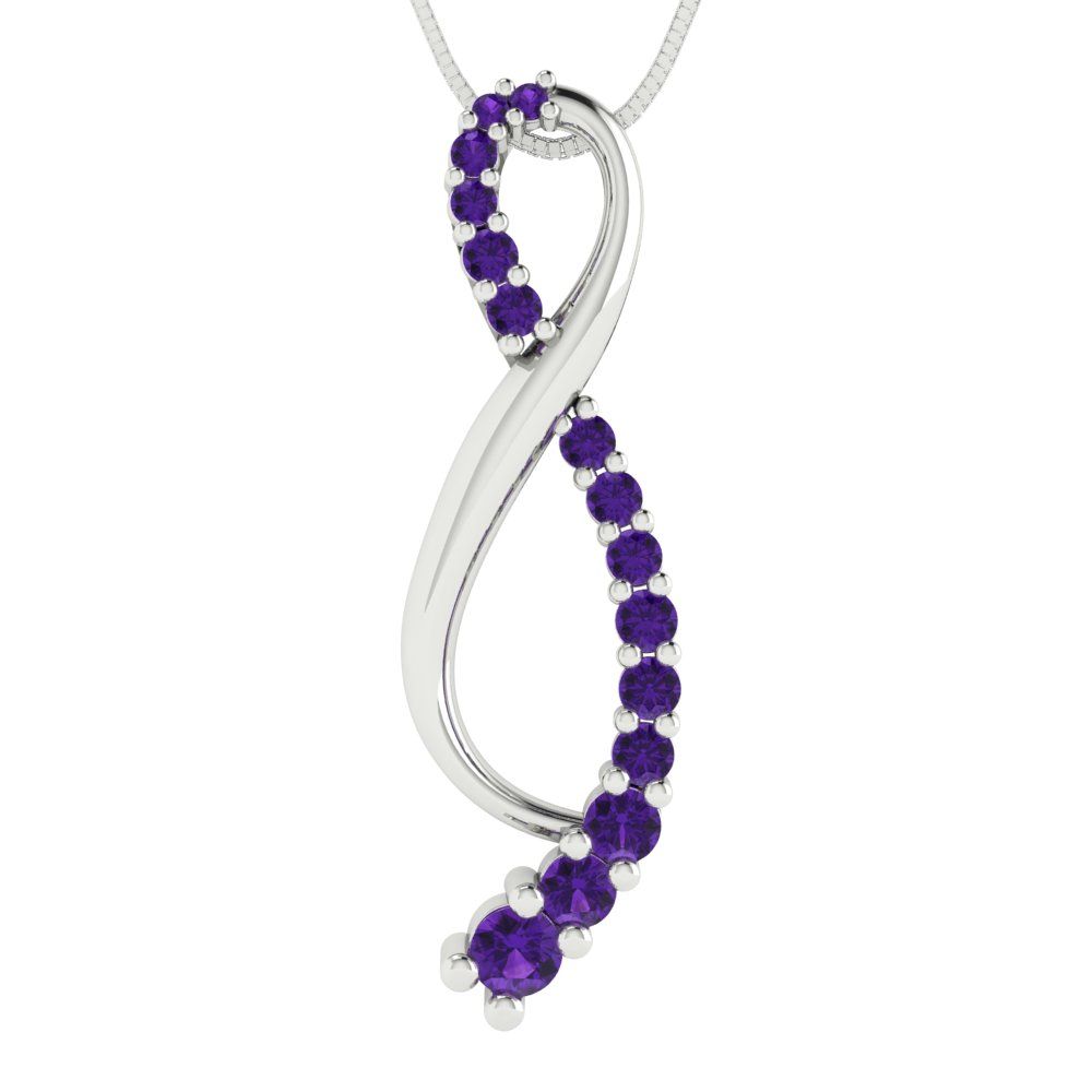 0.465cttw Round Cut Amethyst Gold-Plated 925 Silver Pendant and 18" Box-Chain Necklace