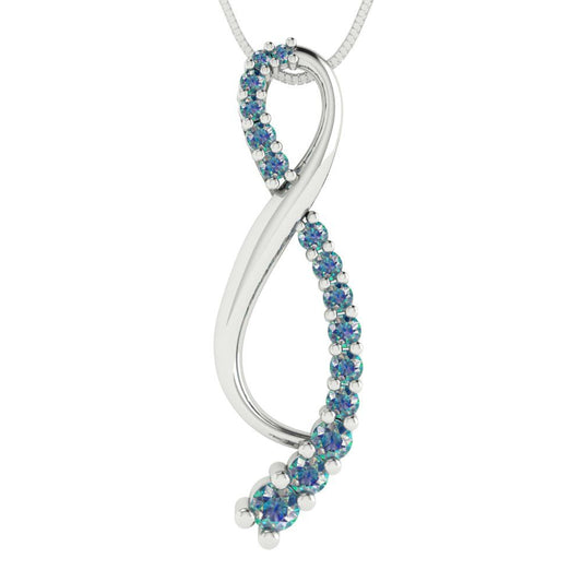 0.465cttw Round Cut Blue Moissanite Gold-Plated 925 Silver Pendant and 18" Box-Chain Necklace
