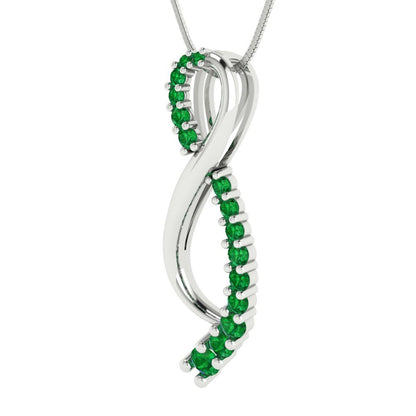 0.465cttw Round Cut Emerald Gold-Plated 925 Silver Pendant and 18" Box-Chain Necklace