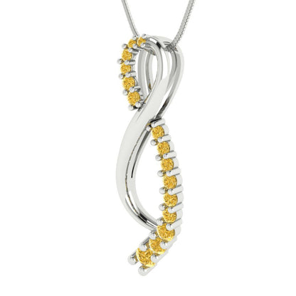 0.465cttw Round Cut Citrine Gold-Plated 925 Silver Pendant and 18" Box-Chain Necklace