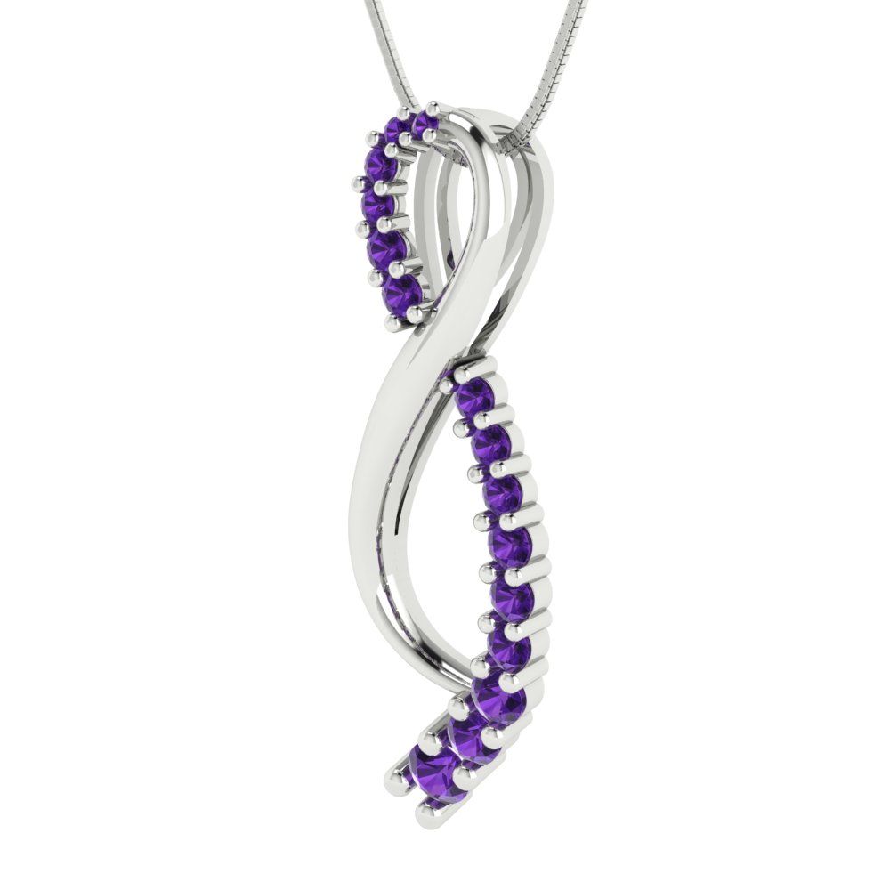 0.465cttw Round Cut Amethyst Gold-Plated 925 Silver Pendant and 18" Box-Chain Necklace