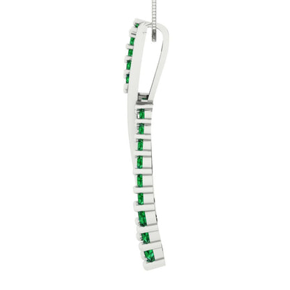 0.465cttw Round Cut Emerald Gold-Plated 925 Silver Pendant and 18" Box-Chain Necklace