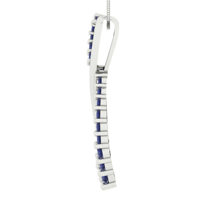 0.465cttw Round Cut Blue Sapphire Gold-Plated 925 Silver Pendant and 18" Box-Chain Necklace