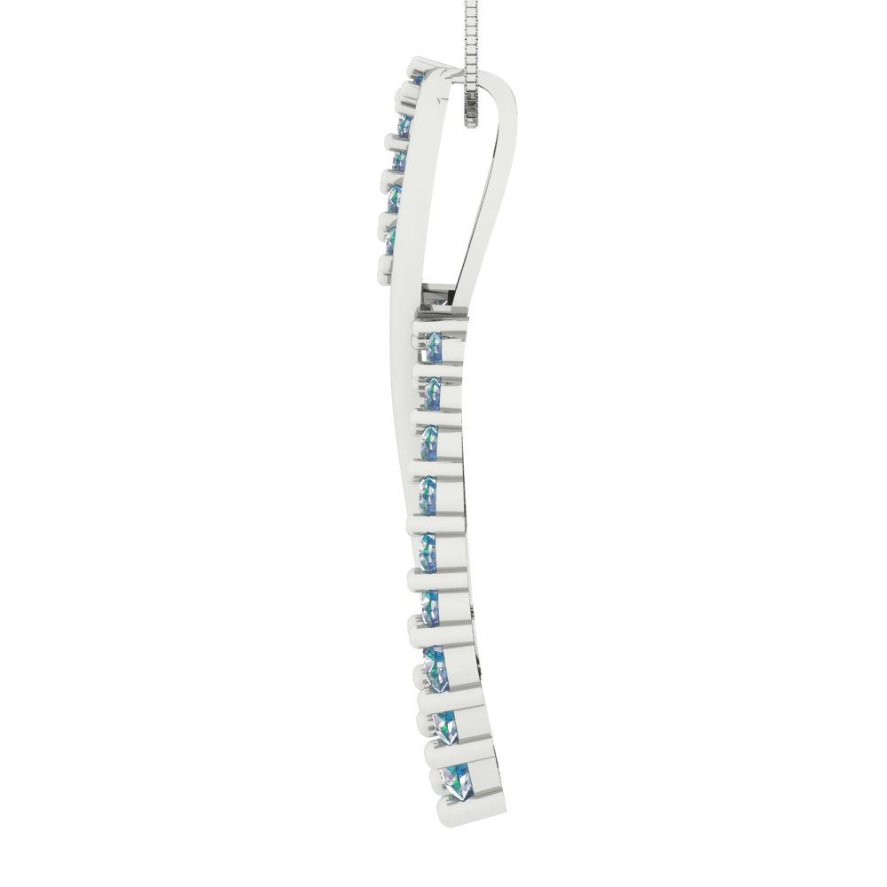 0.465cttw Round Cut Blue Moissanite Gold-Plated 925 Silver Pendant and 18" Box-Chain Necklace