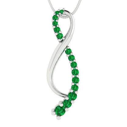 0.465cttw Round Cut Emerald Gold-Plated 925 Silver Pendant and 18" Box-Chain Necklace