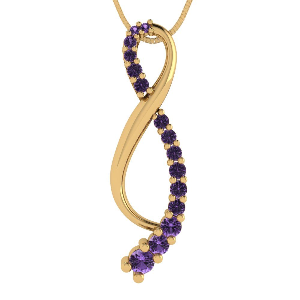 0.465cttw Round Cut Alexandrite Gold-Plated 925 Silver Pendant and 18" Box-Chain Necklace