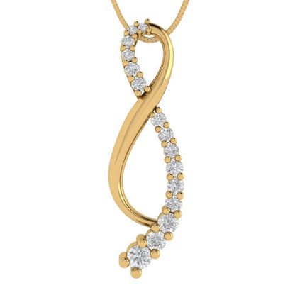 0.465cttw Round Cut Clear Gold-Plated 925 Silver Pendant and 18" Box-Chain Necklace
