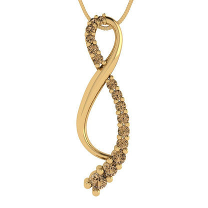 0.465cttw Round Cut Champagne Gold-Plated 925 Silver Pendant and 18" Box-Chain Necklace