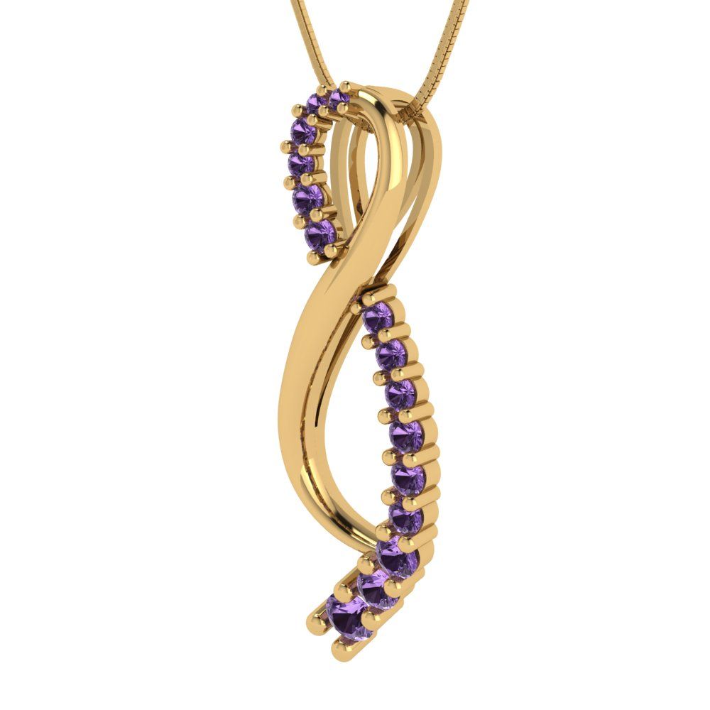 0.465cttw Round Cut Alexandrite Gold-Plated 925 Silver Pendant and 18" Box-Chain Necklace