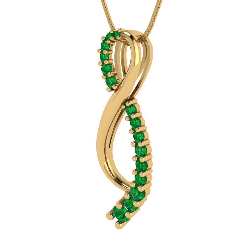 0.465cttw Round Cut Emerald Gold-Plated 925 Silver Pendant and 18" Box-Chain Necklace