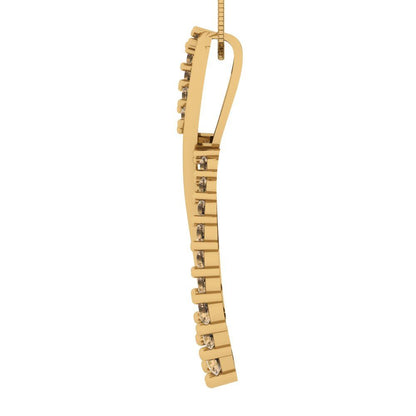 0.465cttw Round Cut Champagne Gold-Plated 925 Silver Pendant and 18" Box-Chain Necklace