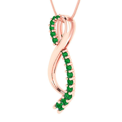 0.465cttw Round Cut Emerald Gold-Plated 925 Silver Pendant and 18" Box-Chain Necklace