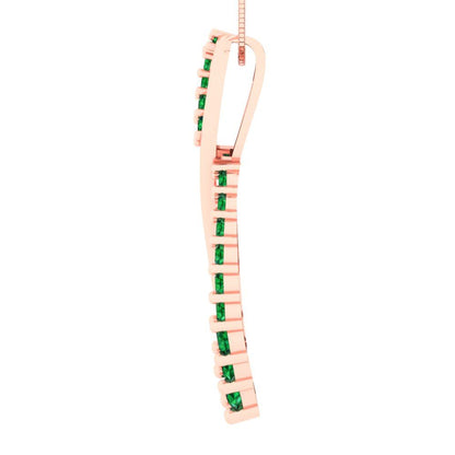 0.465cttw Round Cut Emerald Gold-Plated 925 Silver Pendant and 18" Box-Chain Necklace