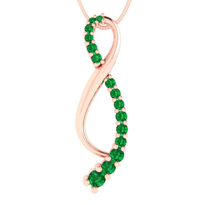 0.465cttw Round Cut Emerald Gold-Plated 925 Silver Pendant and 18" Box-Chain Necklace