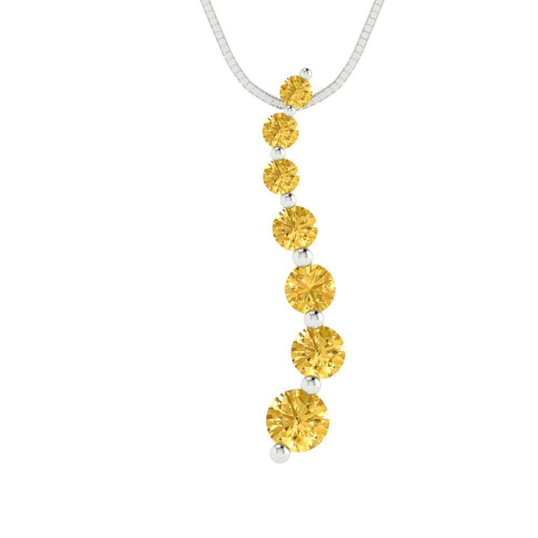0.48 ct Brilliant Round Cut Yellow Simulated Diamond Stone White Gold Pendant with 18" Chain