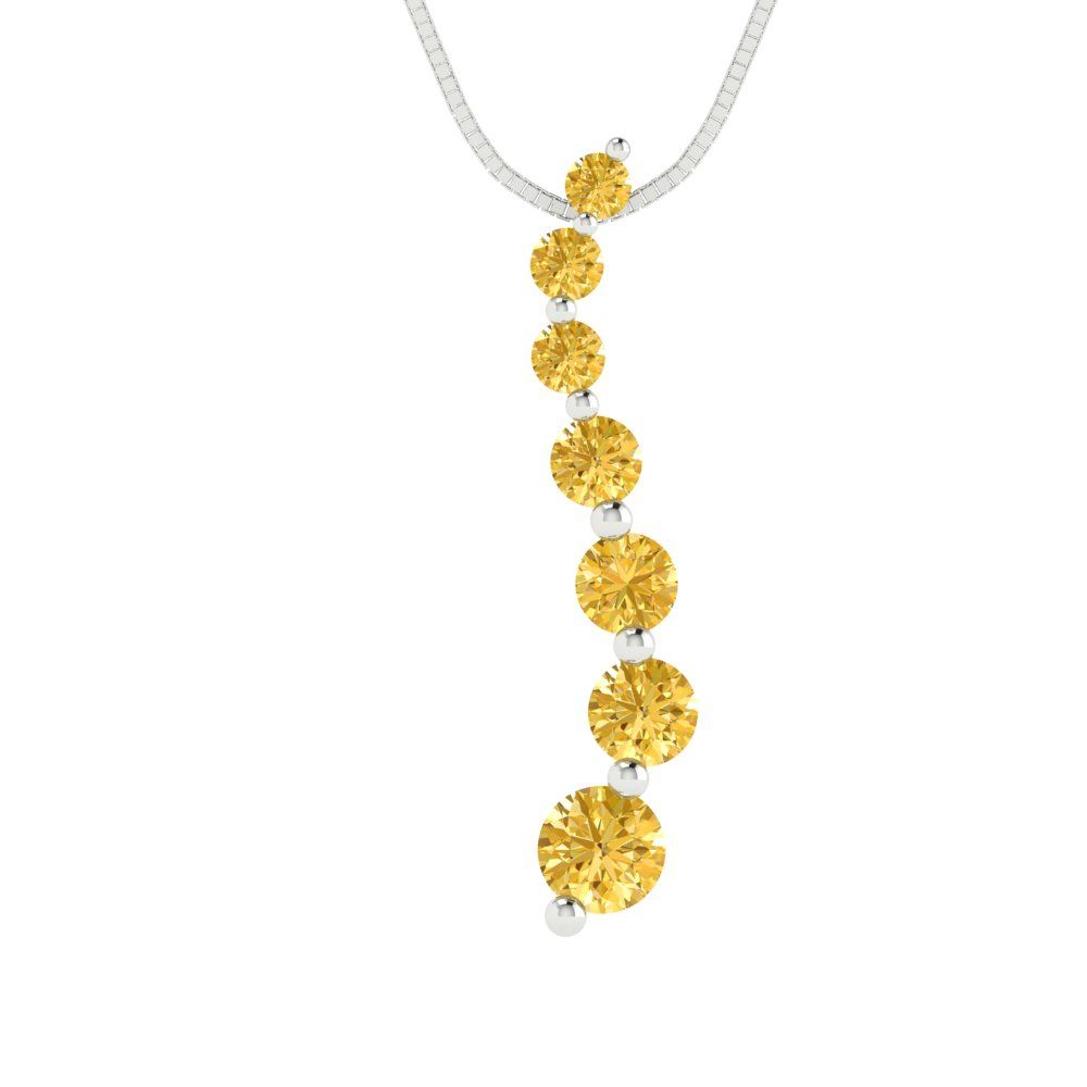 0.475cttw Round Cut Citrine Gold-Plated 925 Silver Pendant and 18" Box-Chain Necklace