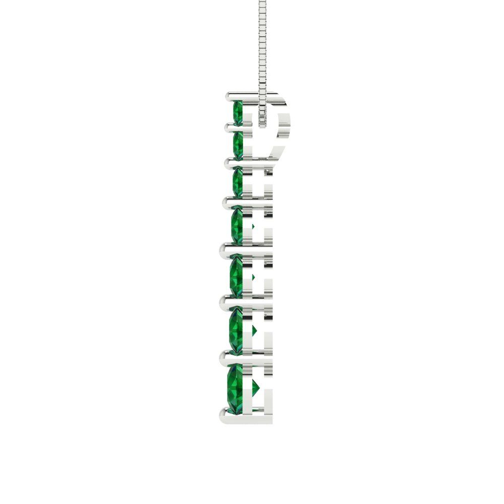 0.475cttw Round Cut Emerald Gold-Plated 925 Silver Pendant and 18" Box-Chain Necklace