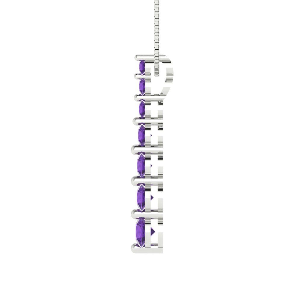 0.475cttw Round Cut Amethyst Gold-Plated 925 Silver Pendant and 18" Box-Chain Necklace