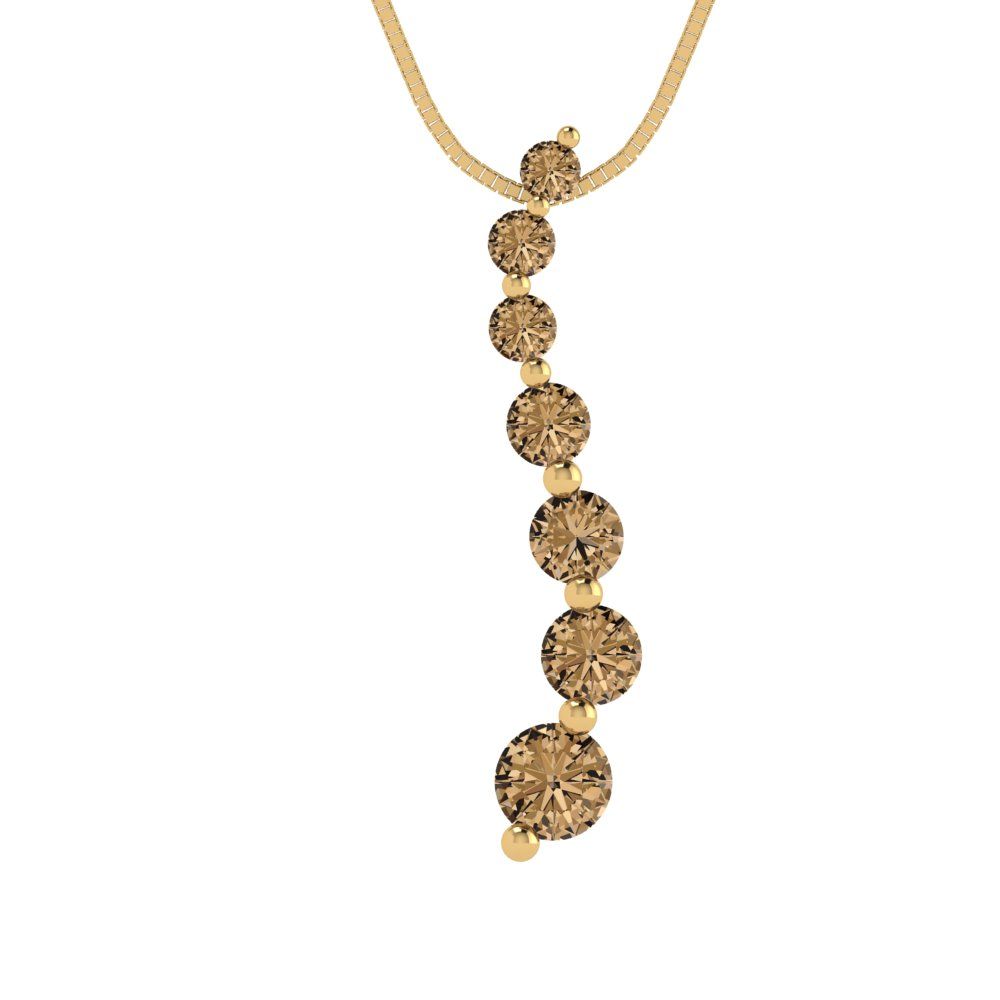 0.475cttw Round Cut Champagne Gold-Plated 925 Silver Pendant and 18" Box-Chain Necklace
