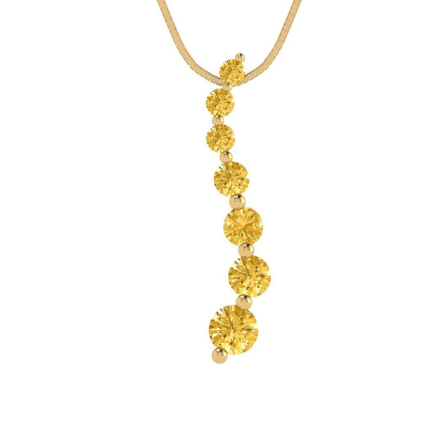 0.48 ct Brilliant Round Cut Yellow Simulated Diamond Stone Yellow Gold Pendant with 18" Chain