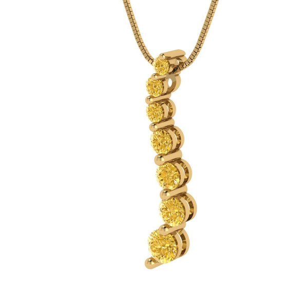 0.48 ct Brilliant Round Cut Yellow Simulated Diamond Stone Yellow Gold Pendant with 18" Chain