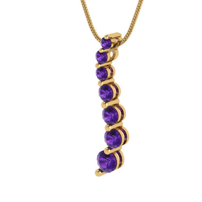 0.475cttw Round Cut Amethyst Gold-Plated 925 Silver Pendant and 18" Box-Chain Necklace