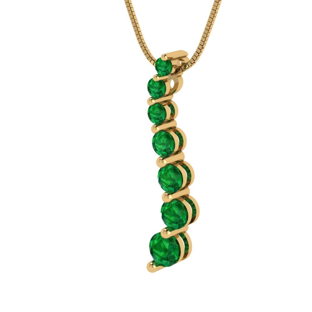 0.475cttw Round Cut Emerald Gold-Plated 925 Silver Pendant and 18" Box-Chain Necklace