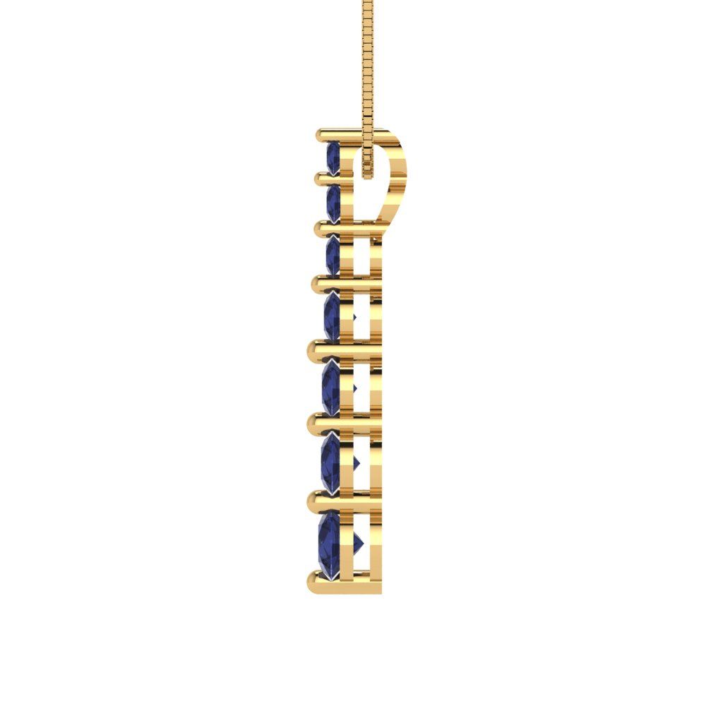 0.475cttw Round Cut Blue Sapphire Gold-Plated 925 Silver Pendant and 18" Box-Chain Necklace