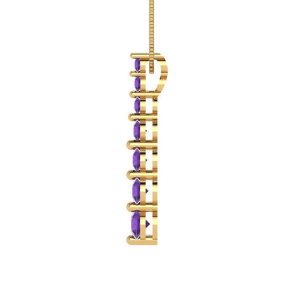 0.475cttw Round Cut Amethyst Gold-Plated 925 Silver Pendant and 18" Box-Chain Necklace