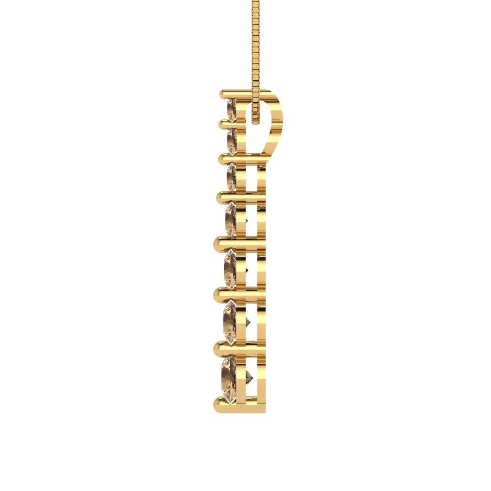 0.475cttw Round Cut Champagne Gold-Plated 925 Silver Pendant and 18" Box-Chain Necklace
