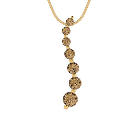 0.475cttw Round Cut Champagne Gold-Plated 925 Silver Pendant and 18" Box-Chain Necklace