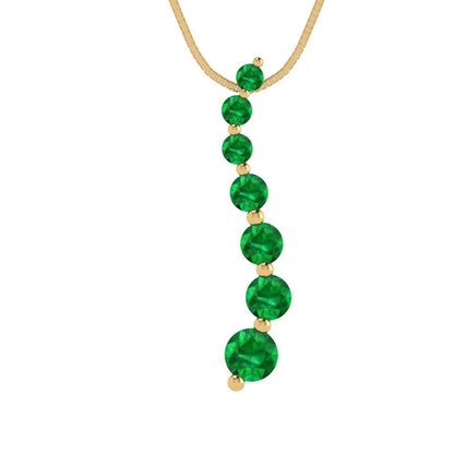 0.475cttw Round Cut Emerald Gold-Plated 925 Silver Pendant and 18" Box-Chain Necklace
