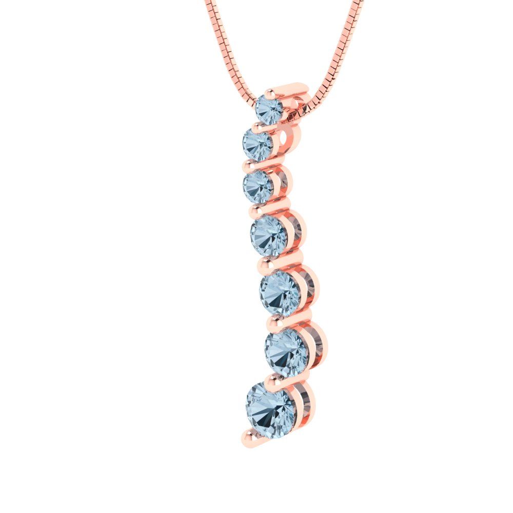 0.475cttw Round Cut Aquamarine Gold-Plated 925 Silver Pendant and 18" Box-Chain Necklace