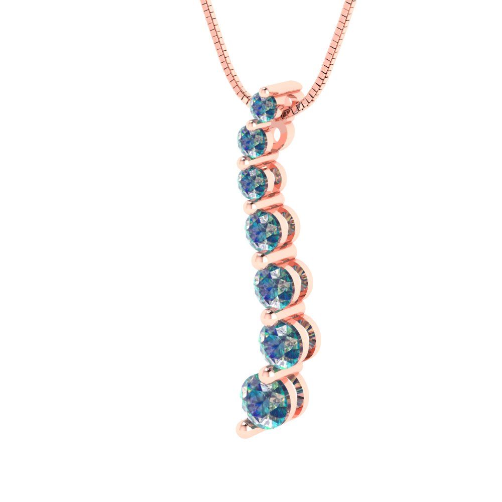 0.475cttw Round Cut Blue Moissanite Gold-Plated 925 Silver Pendant and 18" Box-Chain Necklace