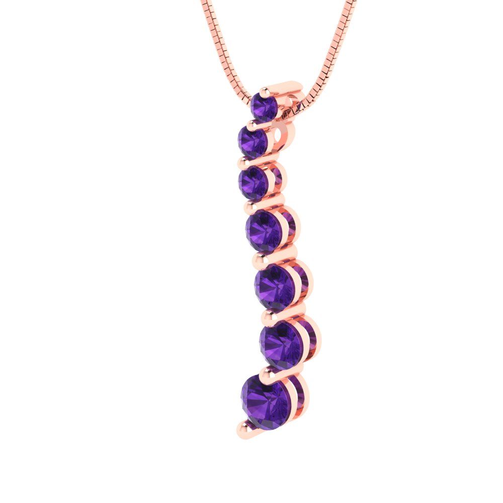 0.475cttw Round Cut Amethyst Gold-Plated 925 Silver Pendant and 18" Box-Chain Necklace