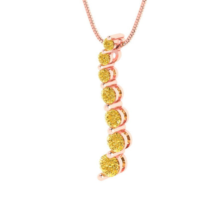 0.475cttw Round Cut Citrine Gold-Plated 925 Silver Pendant and 18" Box-Chain Necklace