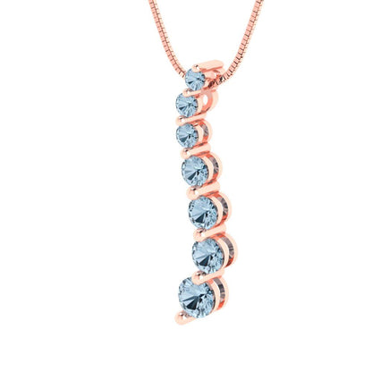 0.475cttw Round Cut Blue Gold-Plated 925 Silver Pendant and 18" Box-Chain Necklace