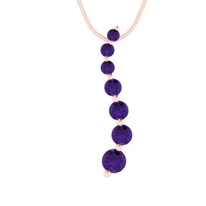 0.475cttw Round Cut Amethyst Gold-Plated 925 Silver Pendant and 18" Box-Chain Necklace