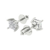 1 ct Brilliant Princess Cut Solitaire Studs Natural Diamond Stone Clarity SI1-2 Color G-H White Gold Earrings Screw back
