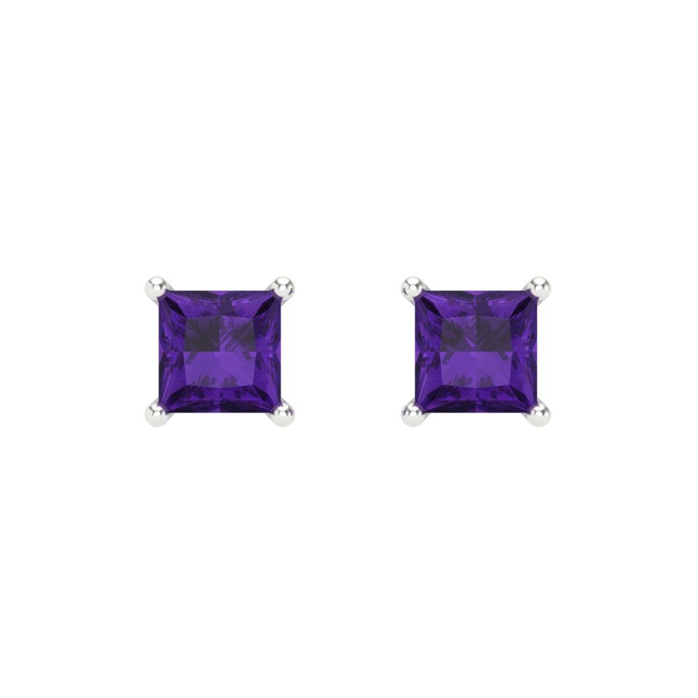 1cttw Amethyst Gold-Plated 925 Silver Screw Back Stud Earrings