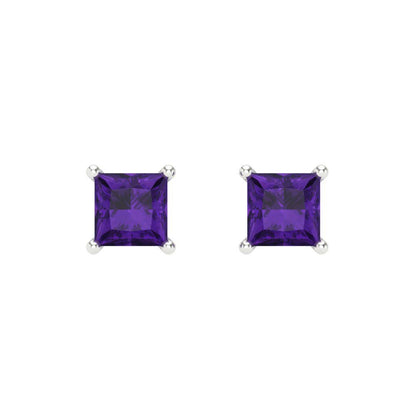1cttw Amethyst Gold-Plated 925 Silver Screw Back Stud Earrings