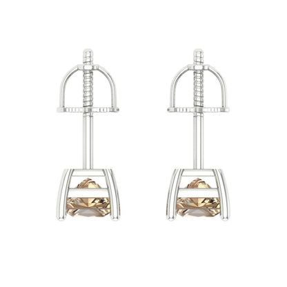 1 ctw Yellow Moissanite Studs Earrings | 4.5mm Princess Cut White Gold Screw back | April Birthstone