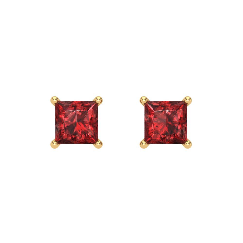 1 ctw Garnet Studs Earrings | 4.5mm Princess Cut White Gold Screw back | January Birthstone