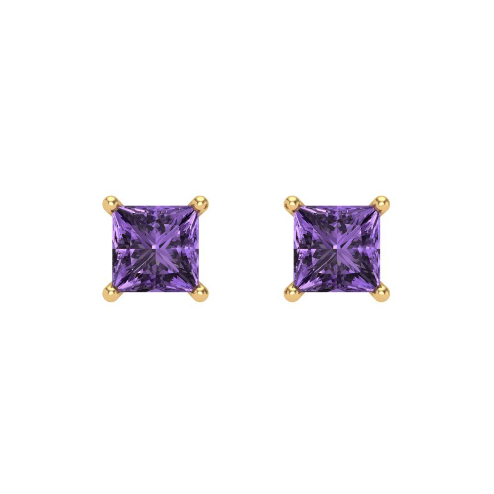 1 ctw Alexandrite Studs Earrings | 4.5mm Princess Cut White Gold Screw back | June Birthstone