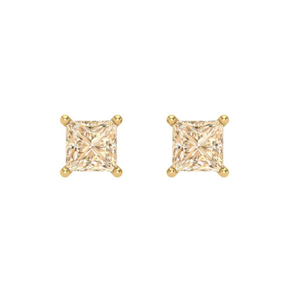 1 ctw Morganite Studs Earrings | 4.5mm Princess Cut White Gold Screw back | February Birthstone