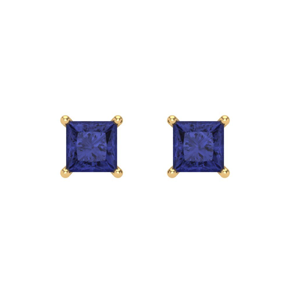 1 ctw Tanzanite Studs Earrings | 4.5mm Princess Cut White Gold Screw back | December Birthstone