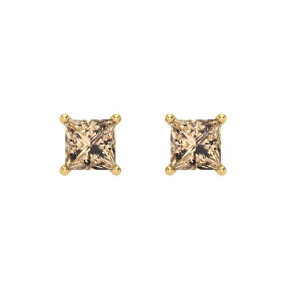 1 ctw Yellow Moissanite Studs Earrings | 4.5mm Princess Cut White Gold Screw back | April Birthstone