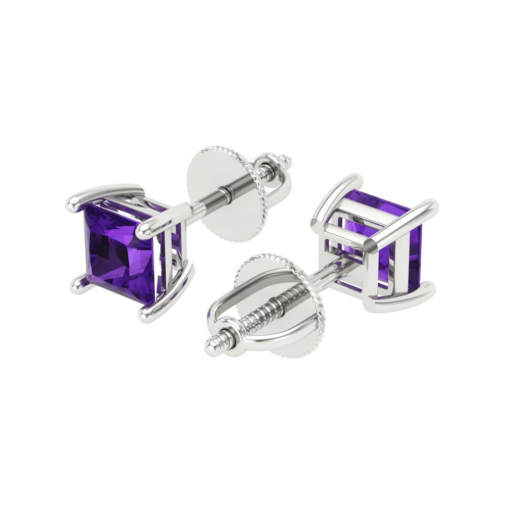0.5cttw Amethyst Gold-Plated 925 Silver Screw Back Stud Earrings