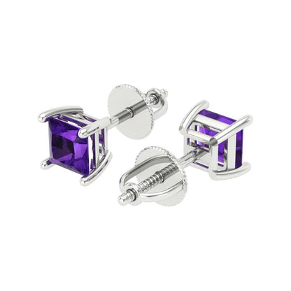 0.5cttw Amethyst Gold-Plated 925 Silver Screw Back Stud Earrings